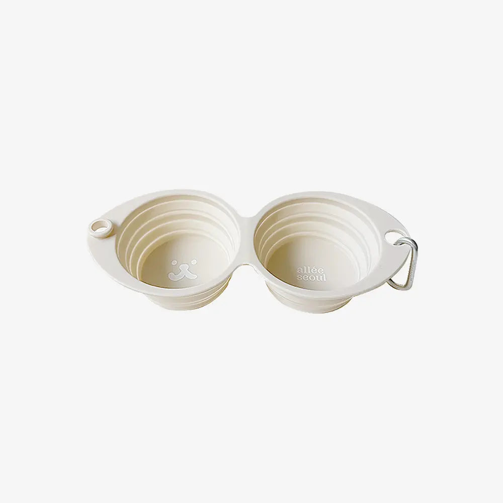 Collapsible Double Bowl Cream Ivory - Fluffy Collective