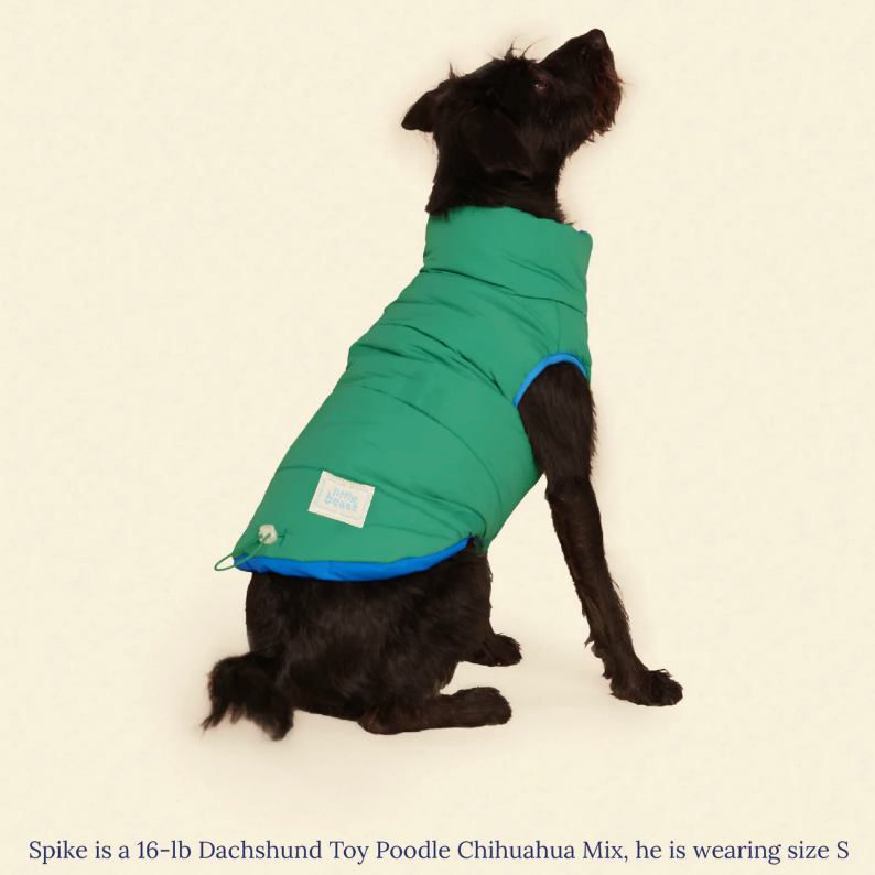 The Super Duper Puffer Jacket - Green & Blue - Fluffy Collective