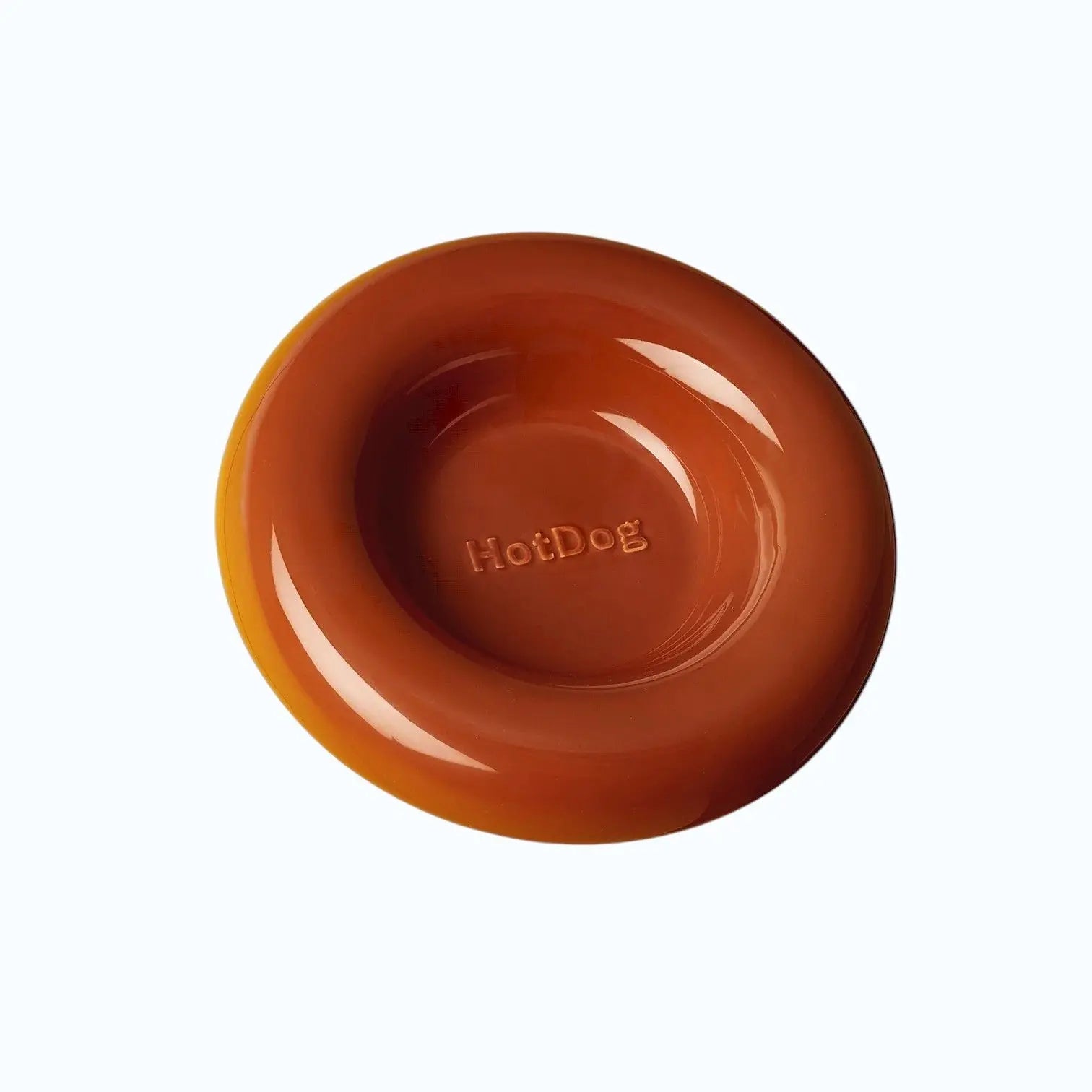 Hotdog Ceramic Dog Bowl Brown – brown handmade porcelain dog bowl, lifestyle view