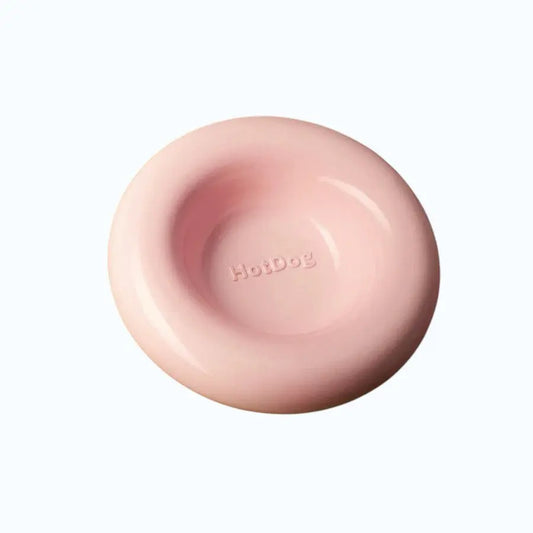 Hotdog Ceramic Dog Bowl Rose – rose pink porcelain dog bowl lifestyle view