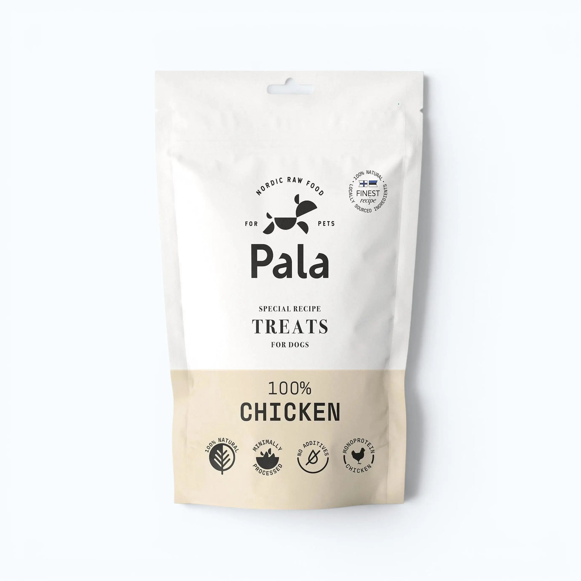 Pala Chicken Treats – Air-dried single-ingredient treats from 100% chicken, a lean digestible protein rich in glucosamine, B vitamins, and omega-6 fatty acids