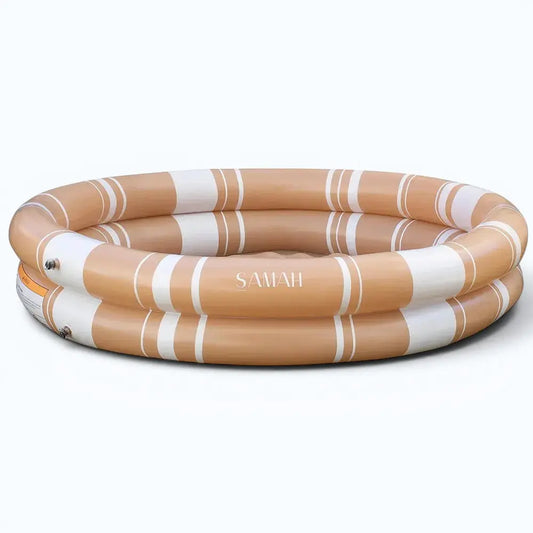 Hello Samah Cinnamon Stripe Inflatable Pool – summer spice Make a splash with the Cinnamon Inflatable Pool