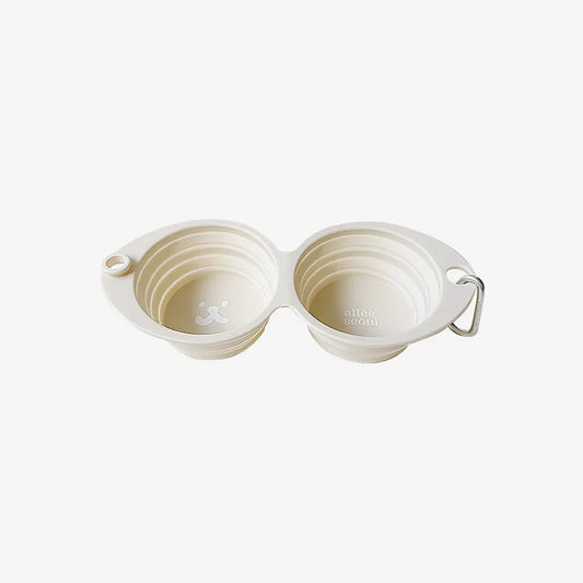 Collapsible Double Bowl Cream Ivory - Fluffy Collective