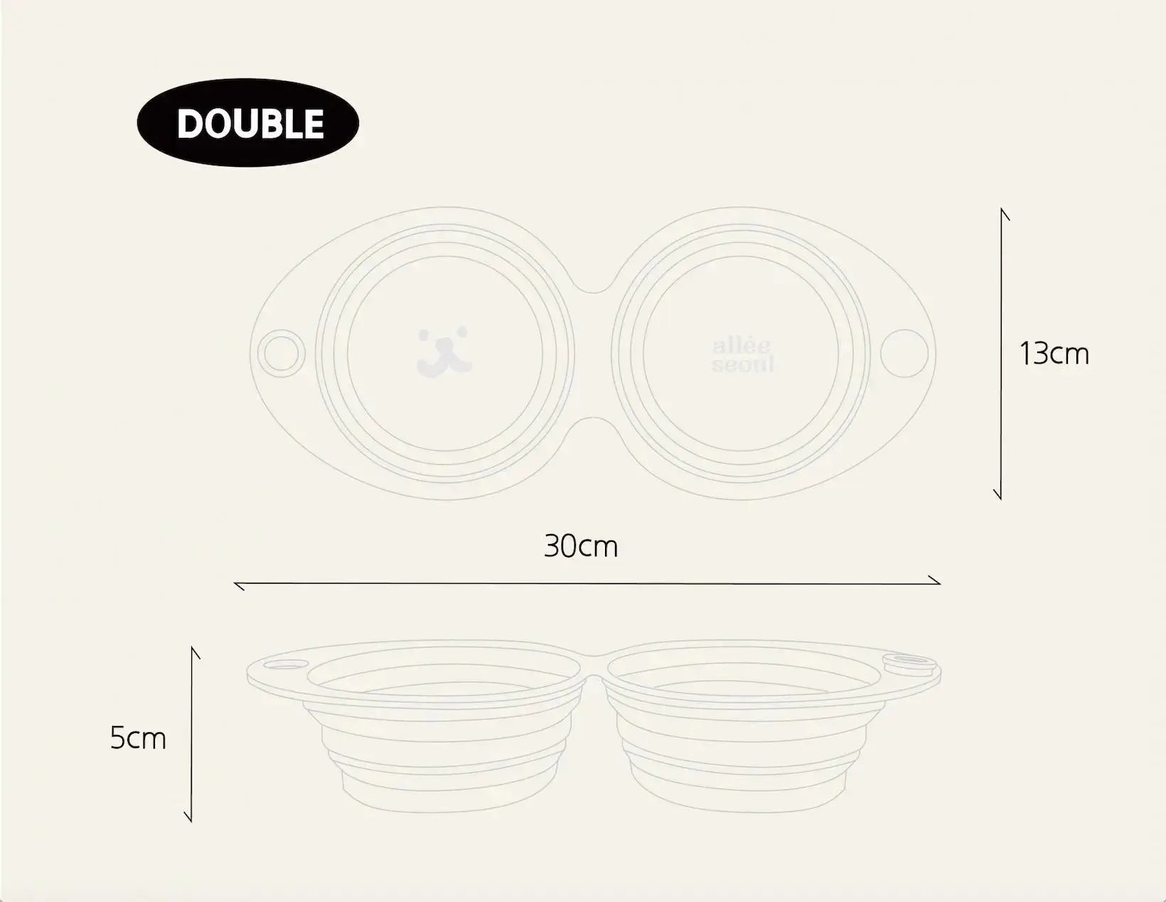 Collapsible Double Bowl Clear - Fluffy Collective