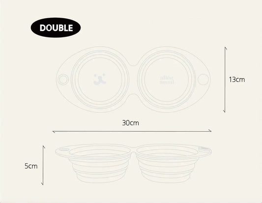 Collapsible Double Bowl Clear - Fluffy Collective