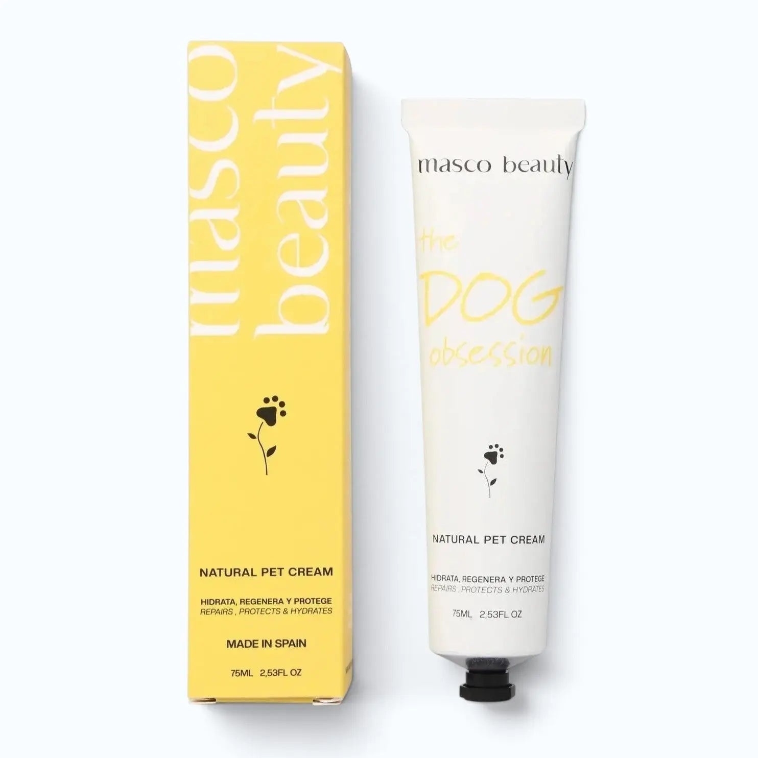 Masco Beauty Dog Obsession Pet Cream – hydrating paw care cream tube and packaging, product shot