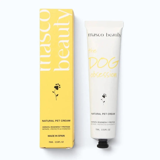 Masco Beauty Dog Obsession Pet Cream – hydrating paw care cream tube and packaging, product shot