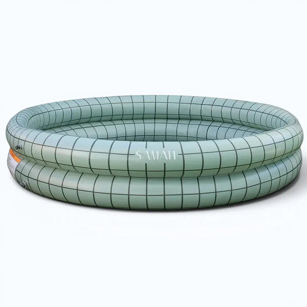 Hello Samah Mint & Moss Inflatable Pool – green and cream inflatable dog pool, flat lay product shot