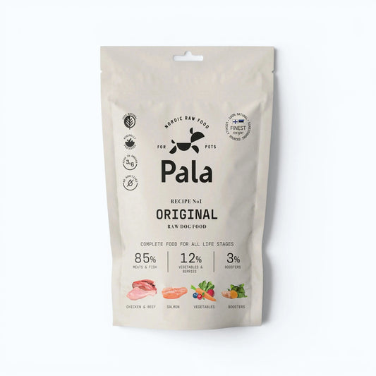 Pala Recipe #1 - Original – Balanced omega-3 (2%) and omega-6 (3%) fatty acid profile with 44% crude protein, suitable for all life stages