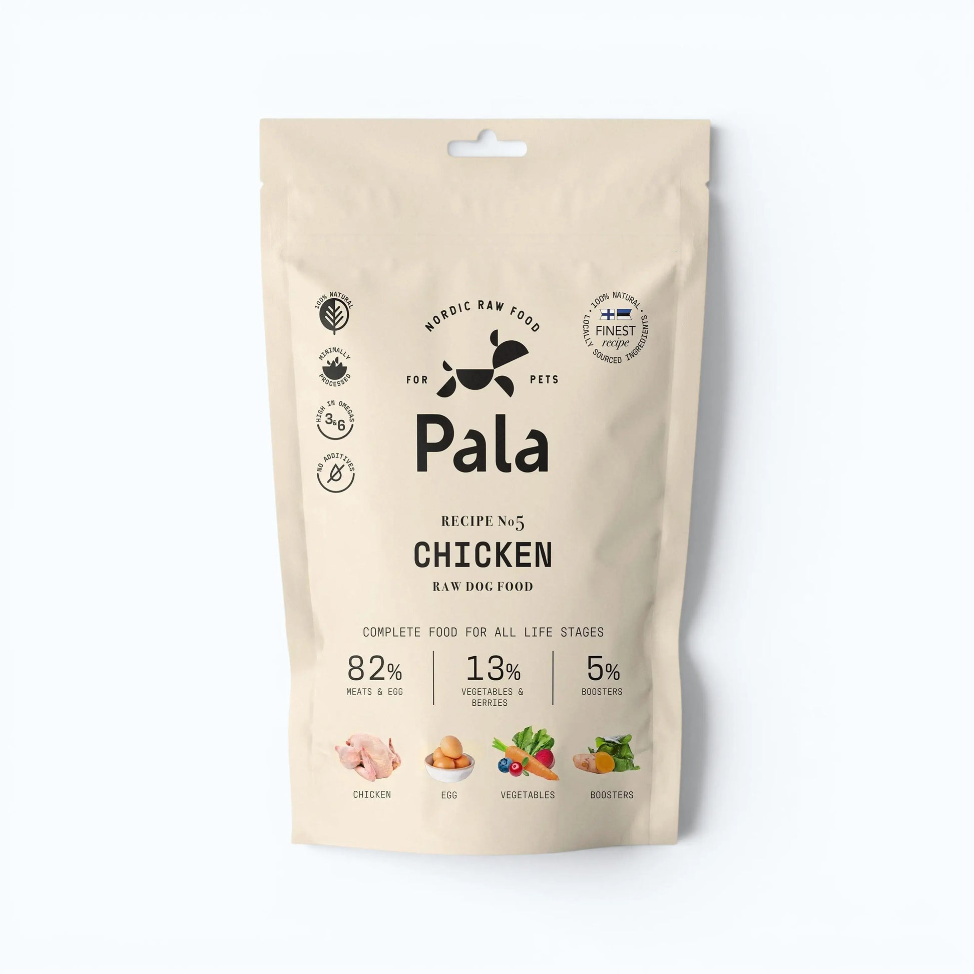 Pala Recipe #5 - Chicken – Contains Icelandic kelp, flaxseed oil, sea buckthorn, blueberry, and cranberry, suitable for all life stages