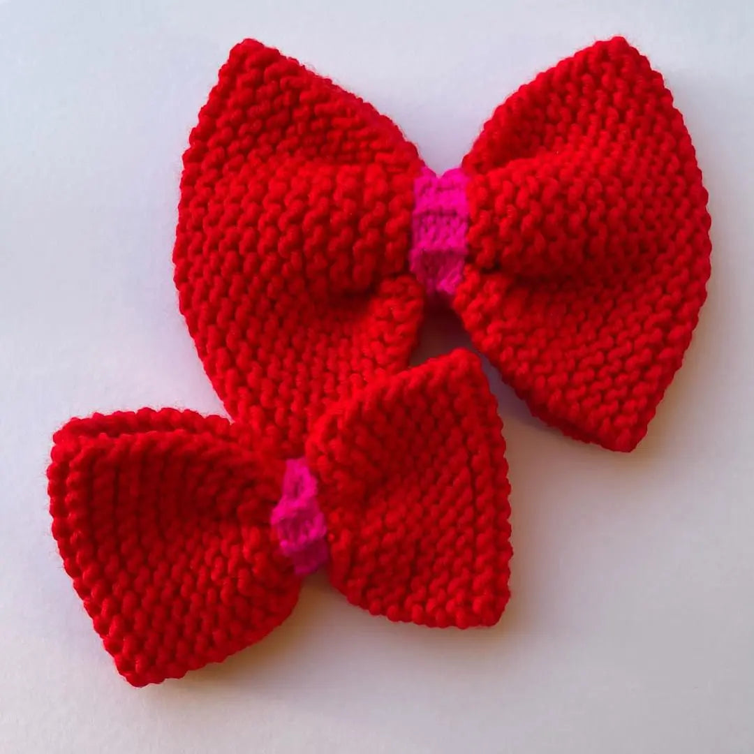 Scarlet Handknit Bow Tie - Fluffy Collective