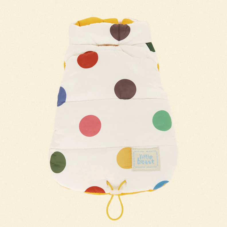 The Damien Puffer Jacket - Polka Dots & Yellow - Fluffy Collective