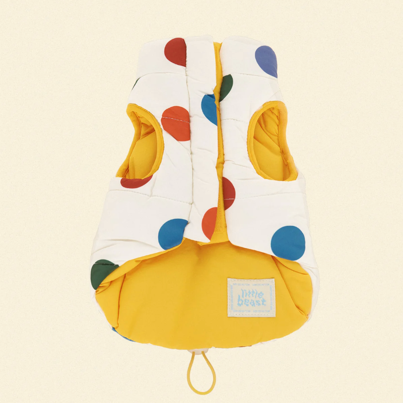 The Damien Puffer Jacket - Polka Dots & Yellow - Fluffy Collective