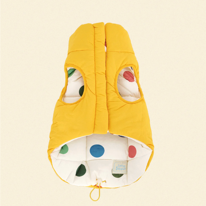 The Damien Puffer Jacket - Polka Dots & Yellow - Fluffy Collective