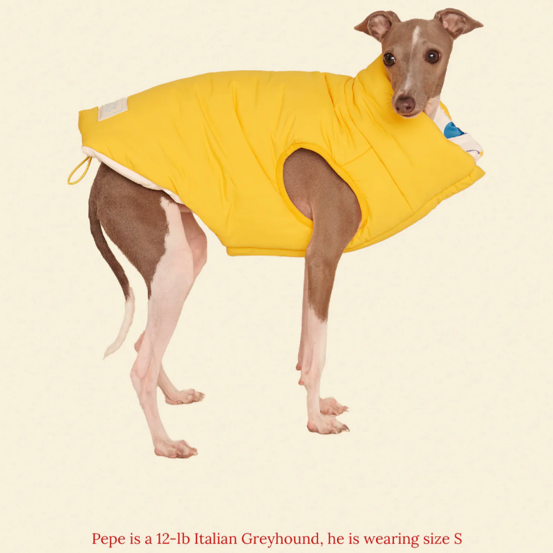 The Damien Puffer Jacket - Polka Dots & Yellow - Fluffy Collective