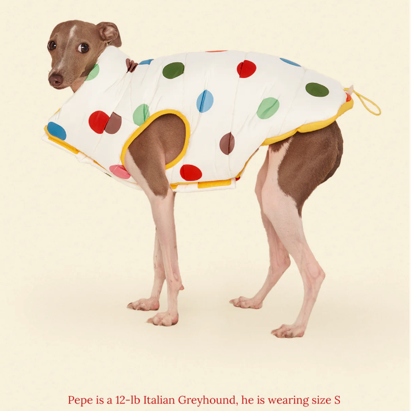 The Damien Puffer Jacket - Polka Dots & Yellow - Fluffy Collective