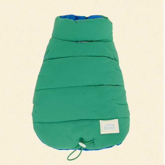 The Super Duper Puffer Jacket - Green & Blue - Fluffy Collective