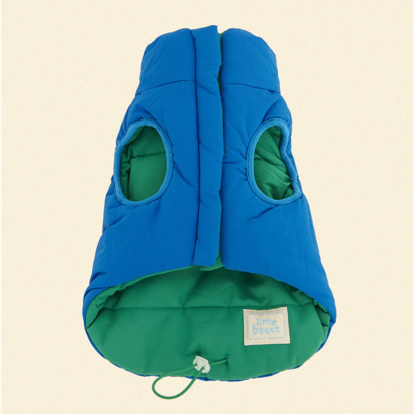 The Super Duper Puffer Jacket - Green & Blue - Fluffy Collective