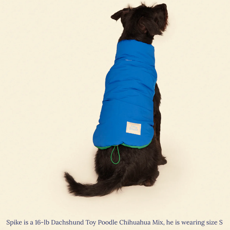 The Super Duper Puffer Jacket - Green & Blue - Fluffy Collective