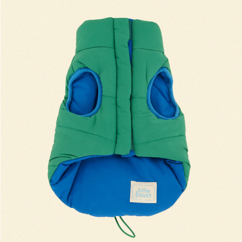 The Super Duper Puffer Jacket - Green & Blue - Fluffy Collective